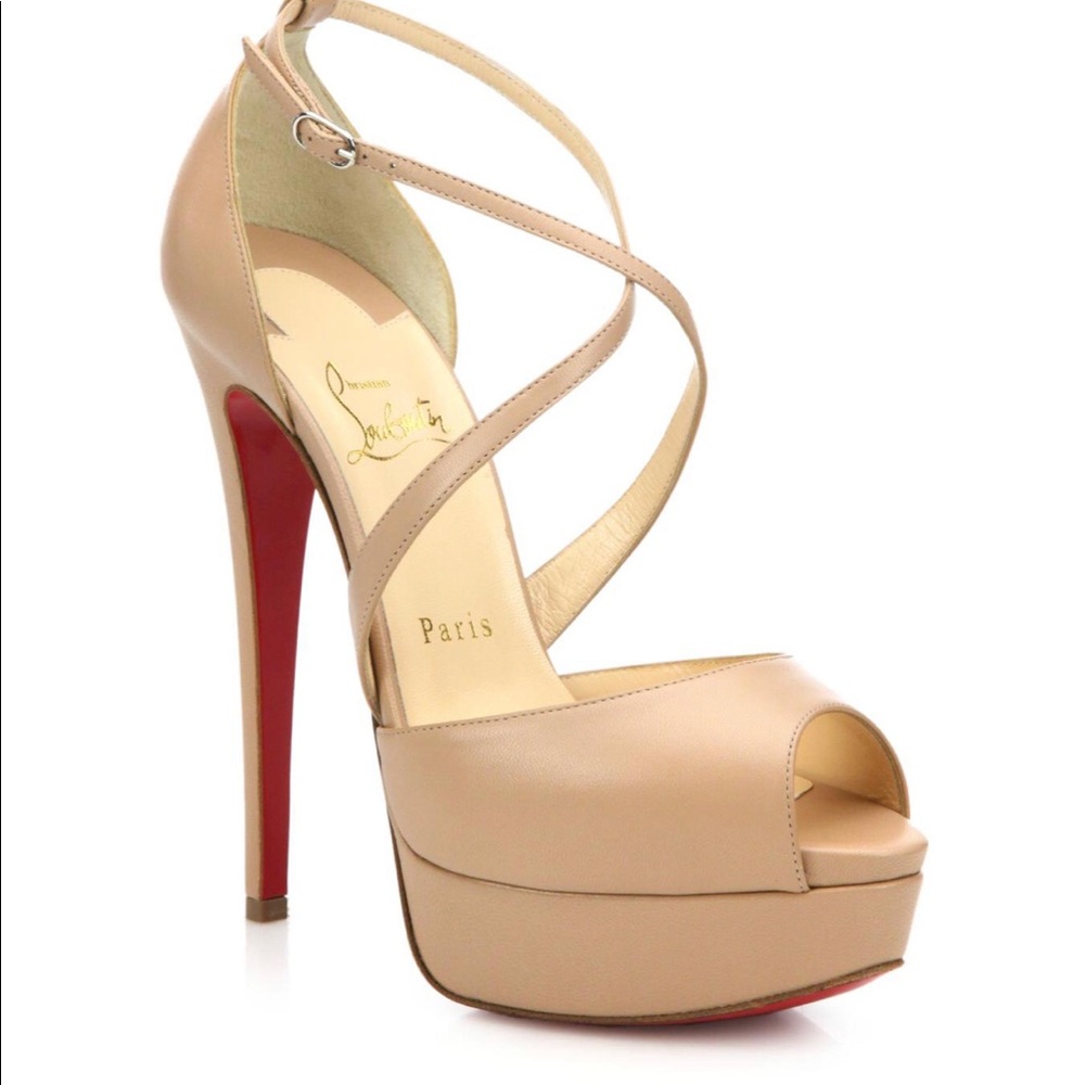 Authentic * Christian Louboutin cross me peep toe